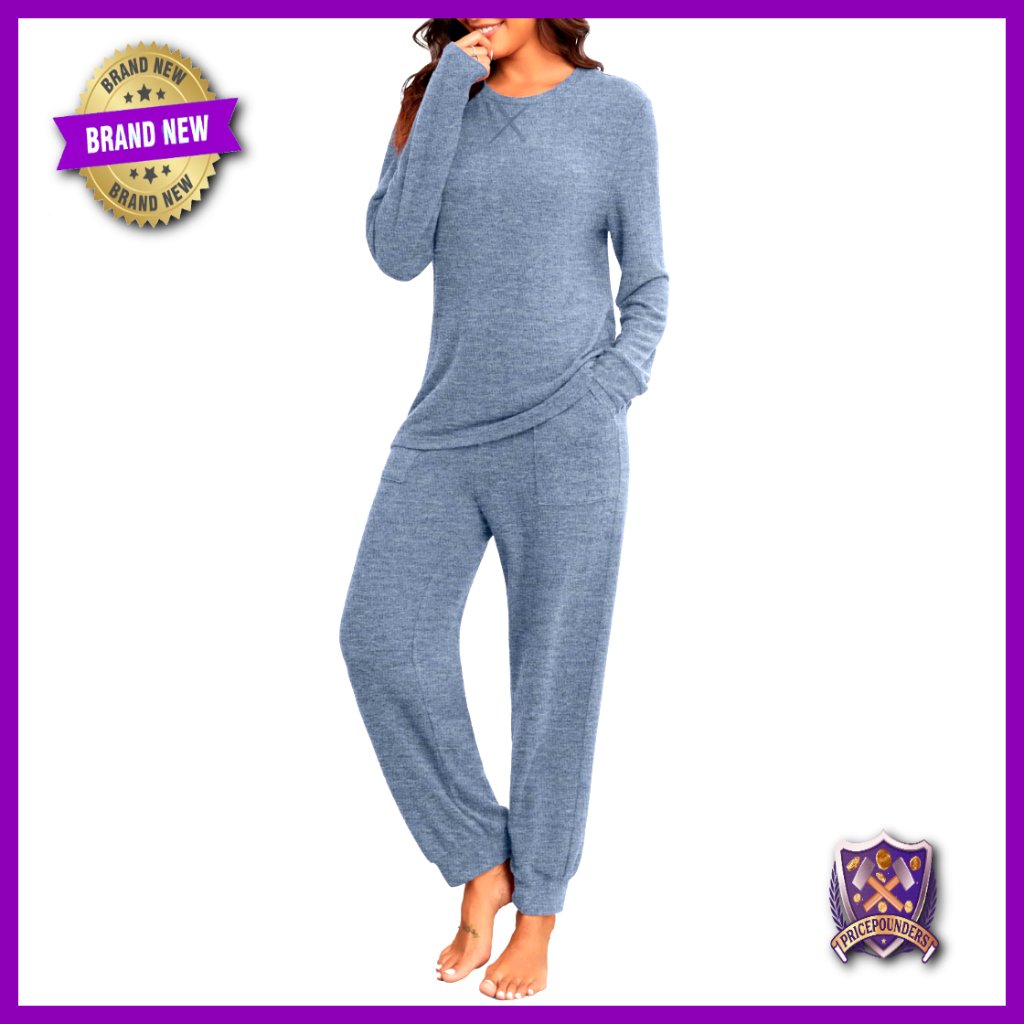 Xxl Long Sleeve Pajama Set With Pockets, Rayon Blend Lounge Wear